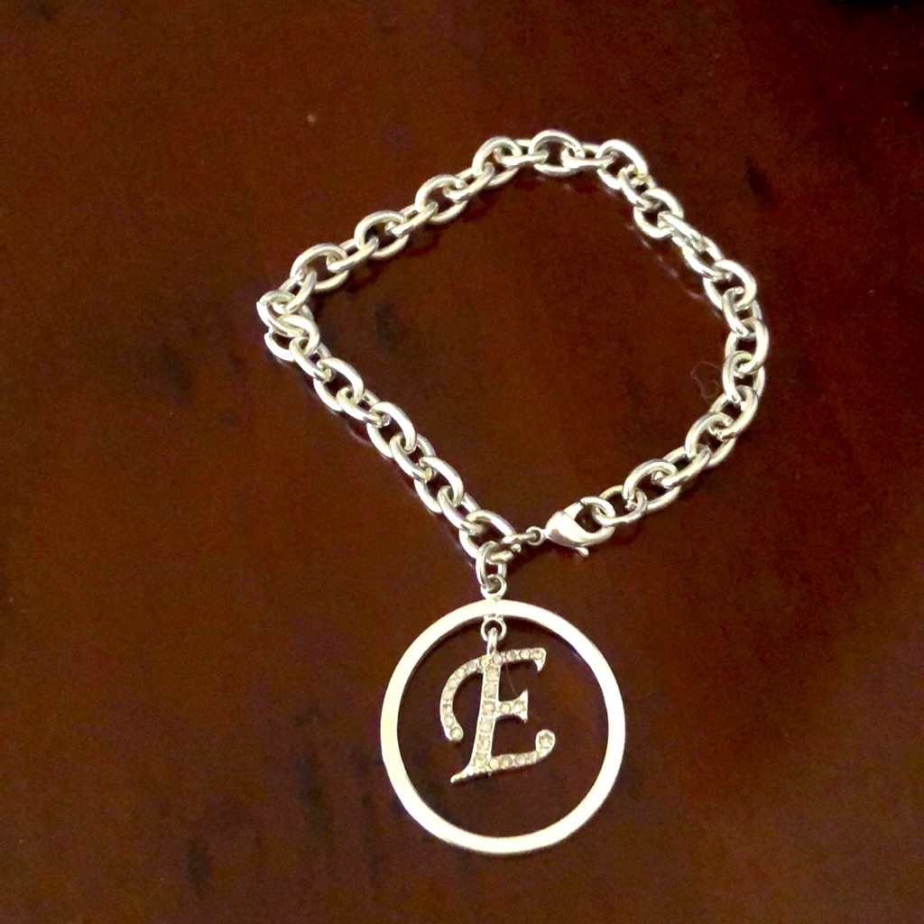 Silvertone Bracelet With E Initial